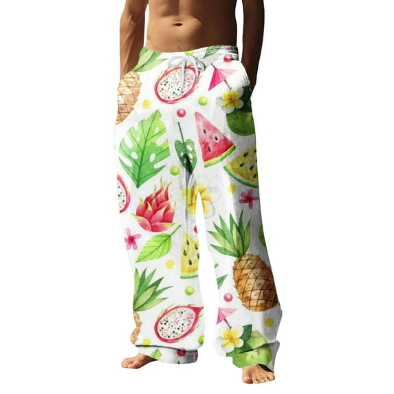 Hfolob Pants For Men Male All Seasons Fashion Leisure Leopard Print Casual Straight Leg Business Trouser Classic