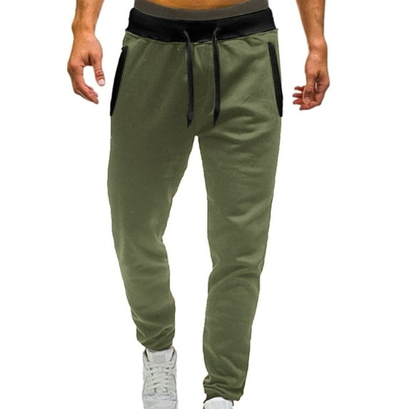 Hfolob Pants For Men Male Casual Fitness Running Pants Casual Pants Color Block Pockets Pants Outdoor Pants