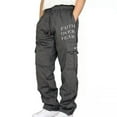 thumbnail image 1 of Hfolob Pants For Men Men's Fitness Running Pants With Loose Waist Wide Feet Solid Color Pocket Loose Sweatpants Outdoor Pants, 1 of 3