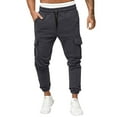 thumbnail image 1 of Hfolob Pants For Men Mens Casual Waist Color Sports Hat Multi Woven Pocket Foot Rope Solid Pants Street Cargo Tie Men's Pants Outdoor Pants, 1 of 5