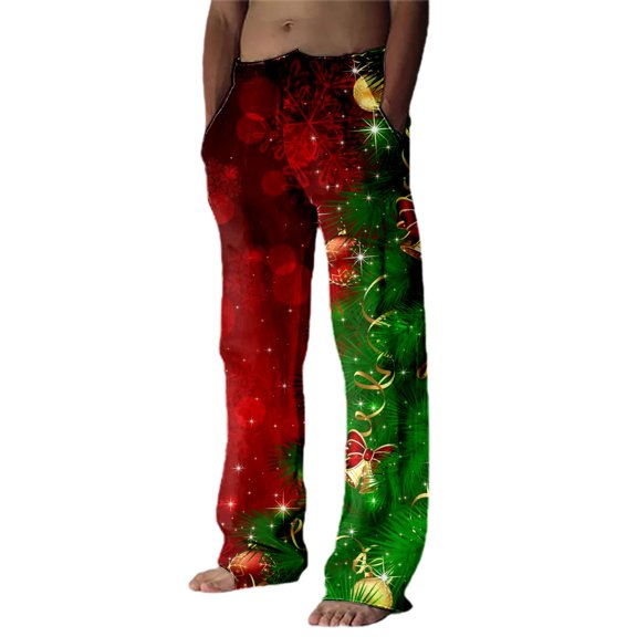 Hfolob Pants For Men Mens Christmas Casual Pants Festive Special Tie Dye Layered Snowflake Santa Plaid Printed Casual Pants Outdoor Pants