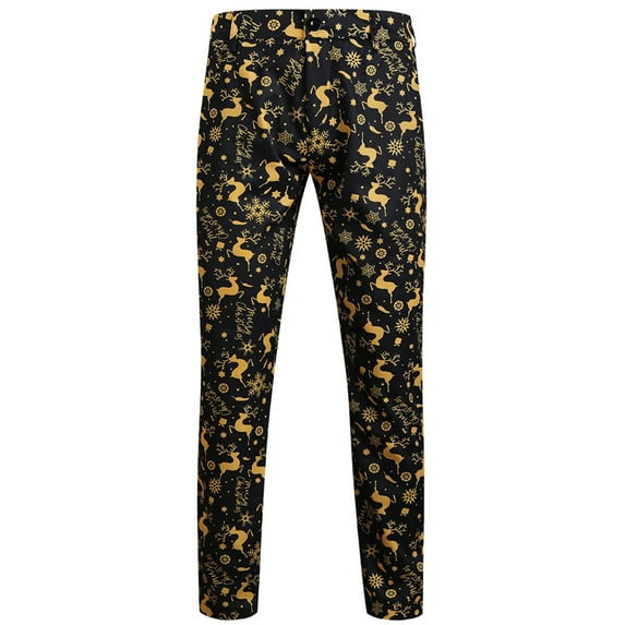 Hfolob Pants For Men Mens Fashion Casual Christmas Printed Button Zipper Suit Pants Outdoor Pants