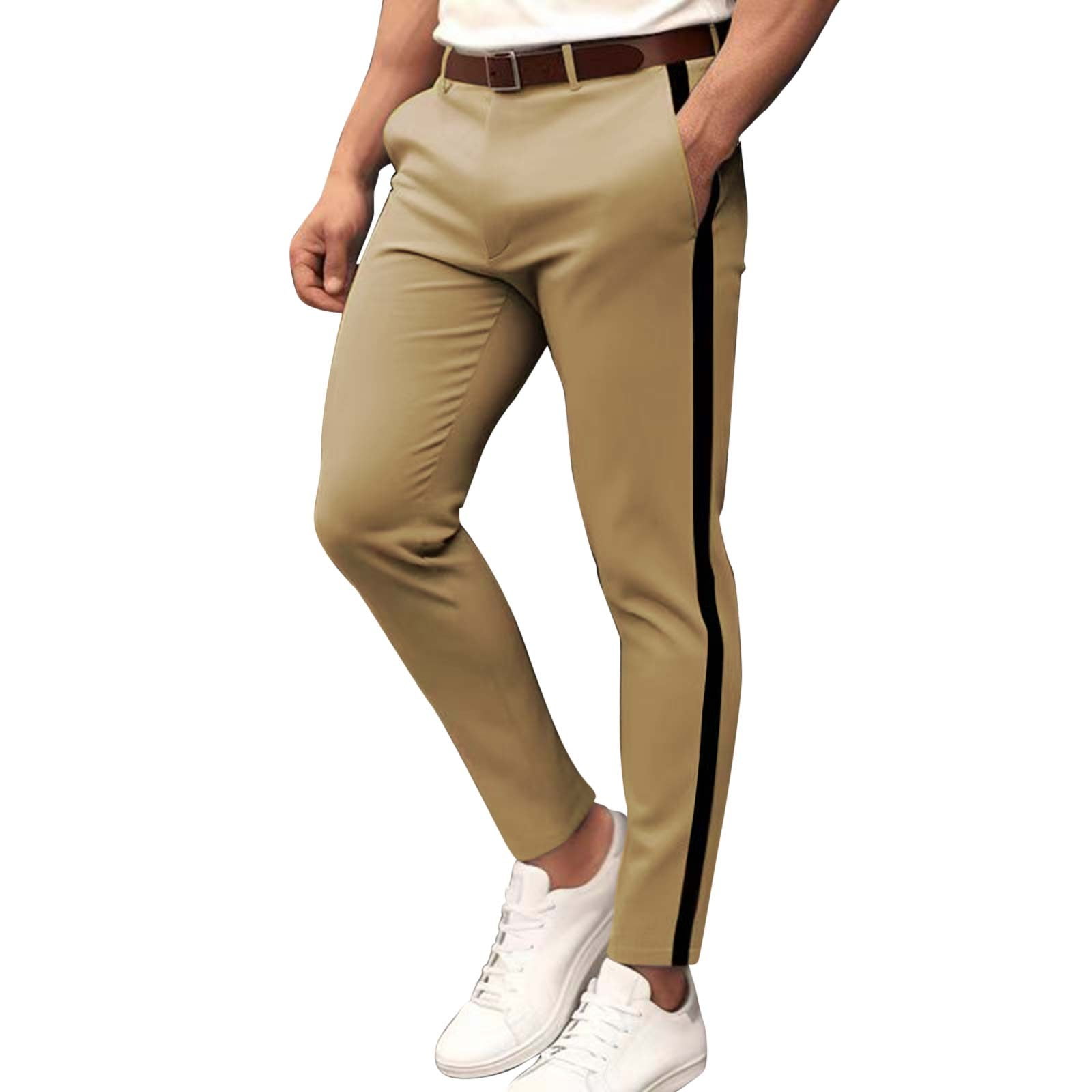 Hfolob Pants For Men Mens Slim Fit Straight Tube Retro Hop Pants Street ...