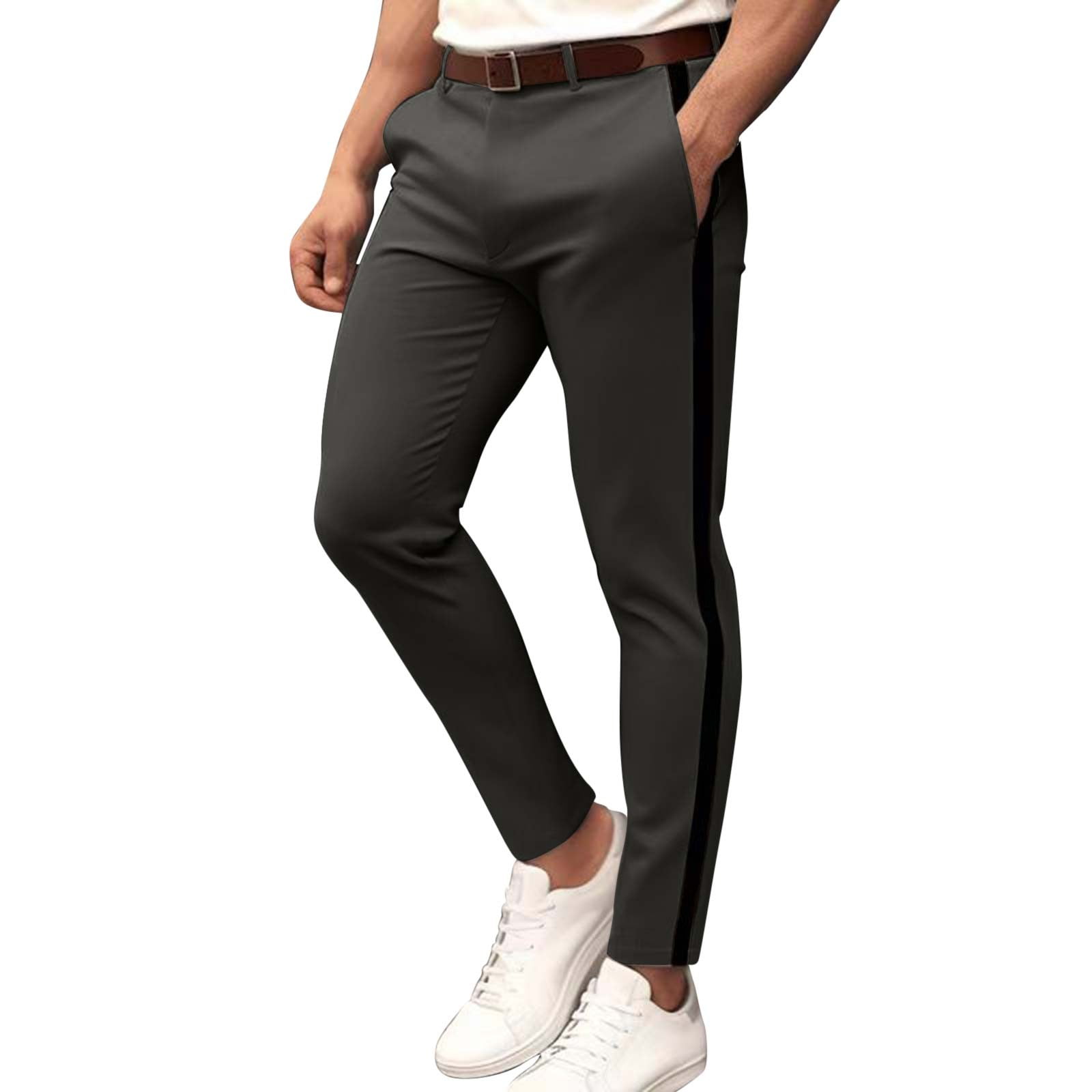 Hfolob Pants For Men Mens Slim Fit Straight Tube Retro Hop Pants Street ...