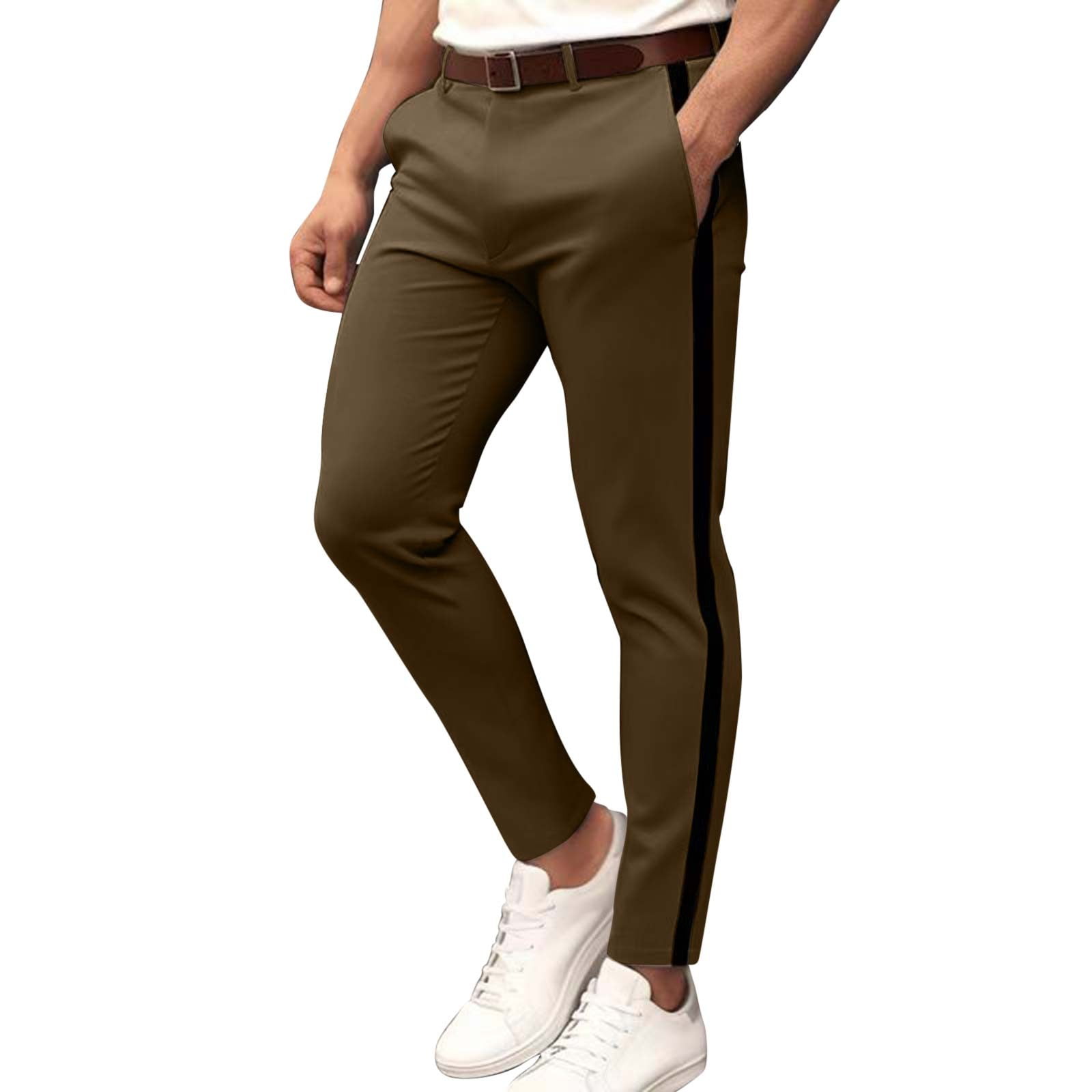 Hfolob Pants For Men Mens Slim Fit Straight Tube Retro Hop Pants Street ...