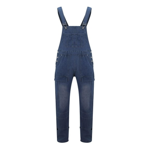 Hfolob Pants For Men Versatile Overalls Male Denim Suspenders Fashion Simple Multi Pocket Baggy Jeans Relaxed
