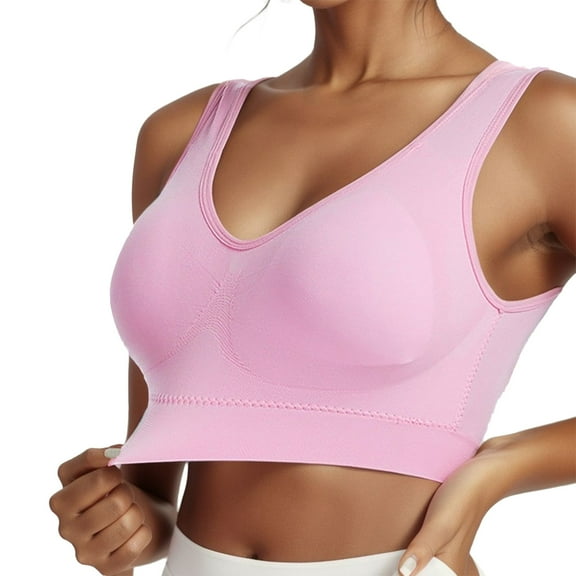 Hfolob Sports Bra for Women High Intensity High Support Shockproof Wireless Underwear Yoga Workout Tops