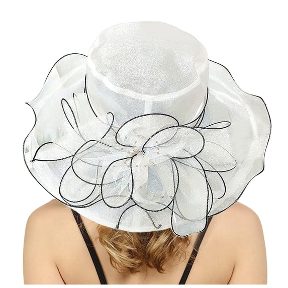 Hfolob Sun Hats For Women Ladies Dress Hat Wide Leaf Flower Bridal Shower Hat Sun Hat Beach Hat Caps For Outdoor