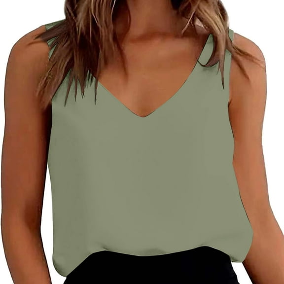 Hfolob Women's Casual Tank Tops Linen Sleeveless Solid Color Vest Tanks Shirts