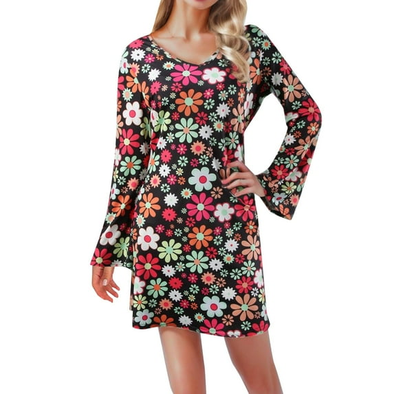 Hfolob Women's Dresses 70S Disco Outfit Women 70'S Disco Dress Hippie Clothes Accessories Jewelry Party Dress