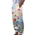 thumbnail image 1 of Hfolob Women's Pants Women Fashion Elastic Waist Pant With Pocket Loose Harem Pants Print Crop Pants Classic, 1 of 4