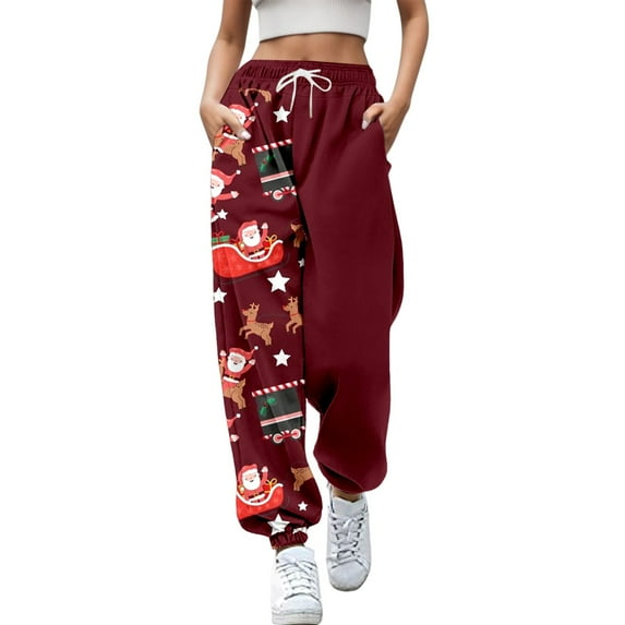 Hfolob Women's Pants Women Fashion Trousers Pumpkin Merry Christmas Suitable Print Bottom Sweatpants Pockets High Waist Sporty Gym Fit Jogger Pants For Women