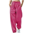 thumbnail image 1 of Hfolob Women's Pants Women Fashion Waistband Rope Pocket Home Casual Sports Loose Leg Pants Trousers, 1 of 7