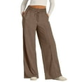 thumbnail image 1 of Hfolob Women's Pants Women Oversized Wide Leg Lightweight Pants Sweatpants Elastic Drawstring Straight Leg Sweatpants Low Waisted Baggy Pants With Pockets Classic, 1 of 8