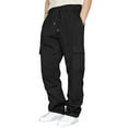 thumbnail image 1 of Hfolob Women's Pants Womens Daily Home Outdoor Elastic Waist Side Pockets Trousers Casual Workout Trousers Cargo Pants For Women, 1 of 9