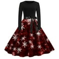 thumbnail image 1 of Hfolob Womens Dresses Women Fashion Christmas Print Dress Crew Neck Long Sleeve Dress Big Swing Dress Party Dress, 1 of 3