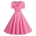 thumbnail image 1 of Hfolob Womens Dresses Women's Square Neck Short Sleeve Bow Dots Vintage Dress Party Dress, 1 of 9