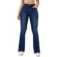 thumbnail image 1 of Hfolob Womens Jeans Women's Wide Leg Jeans High Waisted Stretchy Straight Leg Jeans Buttoned Loose Denim Pants With Pocket Classics, 1 of 8