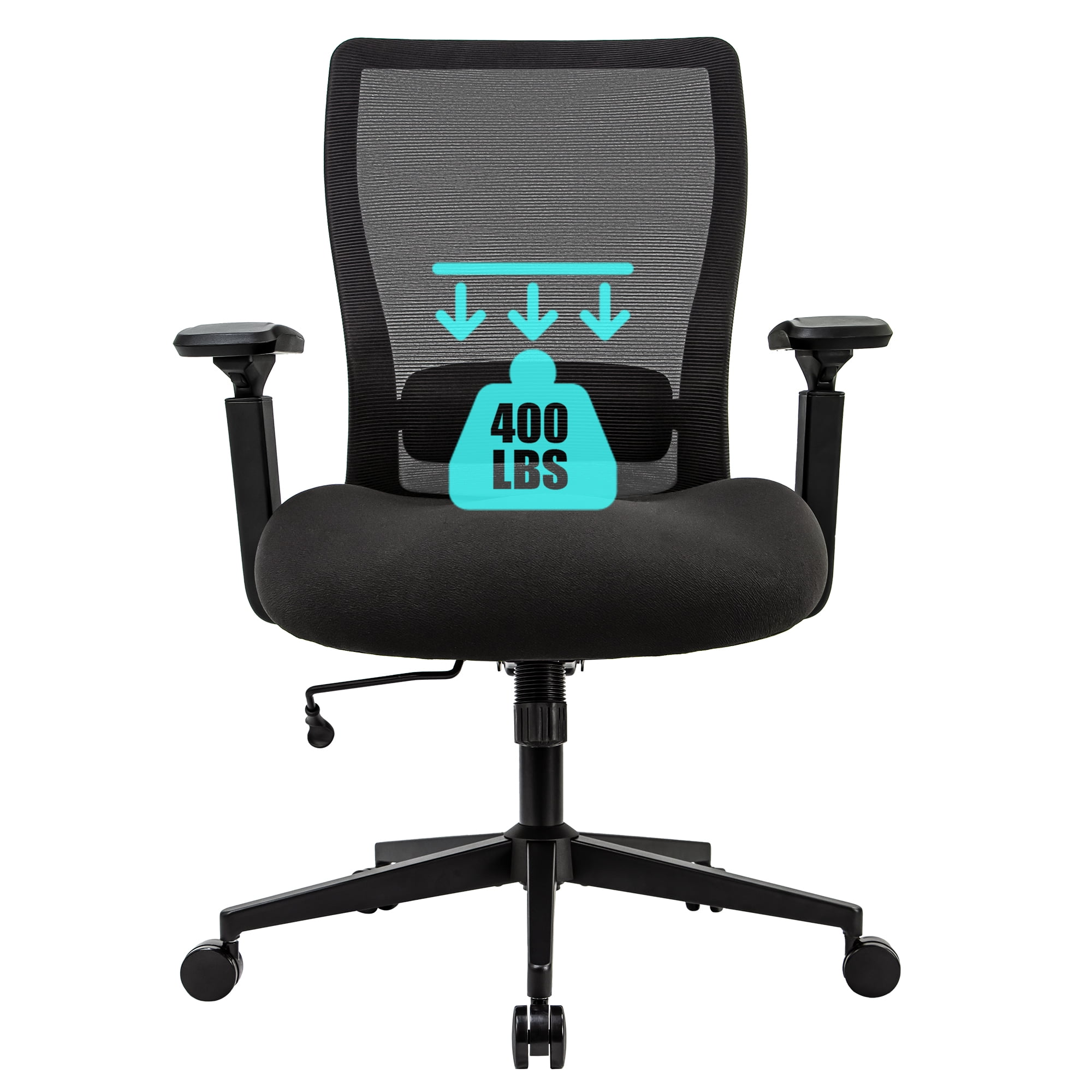 Hforesty Big and Tall Office Chair 400lbs Heavy Duty Computer Chair with 4D Armrest and Adjustable Lumbar Support Wide Seat Cushion Walmart Business Supplies