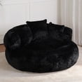 thumbnail image 1 of Hforesty 55" W Giant Adult Round Faux Fur Foam Filled Bean Bag Sofa With 3 Back Pillows,No Assembly, 1 of 10