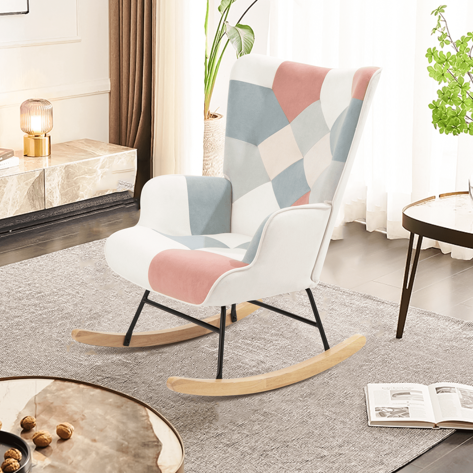 Hforesty Accent Rocking Chair Boho Design Nursery Glider Rocker