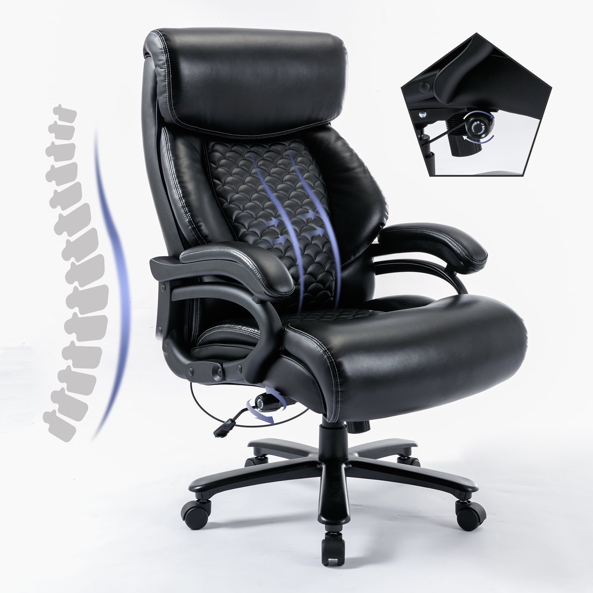 Hforesty Big and Tall Office Chair for Back Pain Relief, Breathable