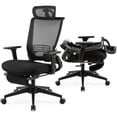 thumbnail image 1 of Hforesty Black Foldable Office Chair with Footrest – Ergonomic Mesh Computer Chair, Lumbar Support, Swivel Tilt, 300lbs, 1 of 8