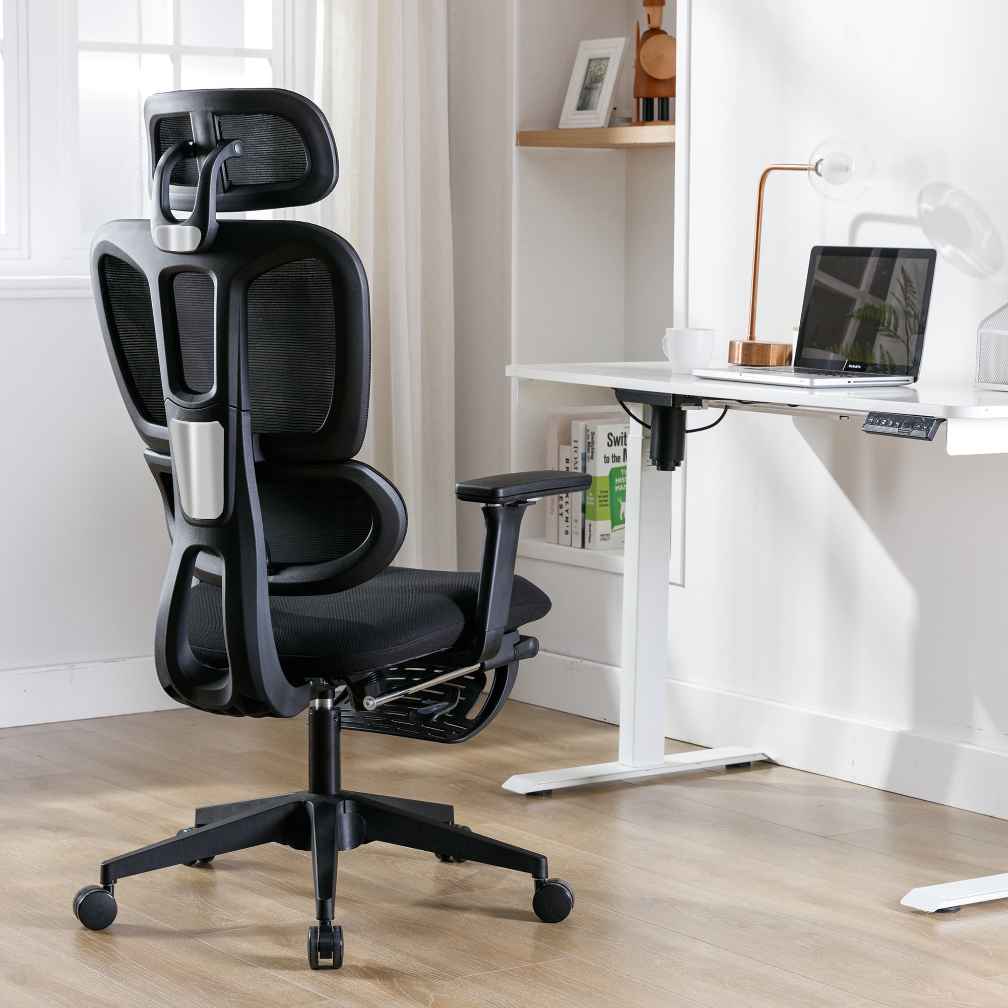 Hforesty Ergonomic Mesh Office Chair, Swivel Computer Chair with 3D Lumbar Support, High Back