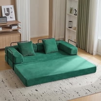 Hforesty Folding Convertible Sleeper Sofa Bed,Compressed Floor Boneless Couch,Modular Sofa for Living Room Bedroom,No Assembly(Dark Green)Corduroy