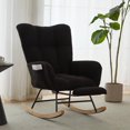 thumbnail image 1 of Hforesty Nursery Rocking Chair Teddy Upholstered Glider Rocker，Comfy Armchair with retractable footrest for Living Room & Nursery,BLACK, 1 of 7