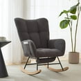 thumbnail image 1 of Hforesty Nursery Rocking Chair Teddy Upholstered Glider Rocker，Comfy Armchair with retractable footrest for Living Room & Nursery,GREY, 1 of 7