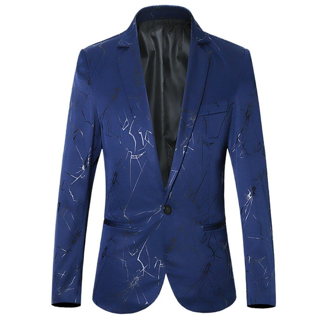 Hfozny Men's 2024 Floral Blazer Suit Jacket One Button Casual Sport