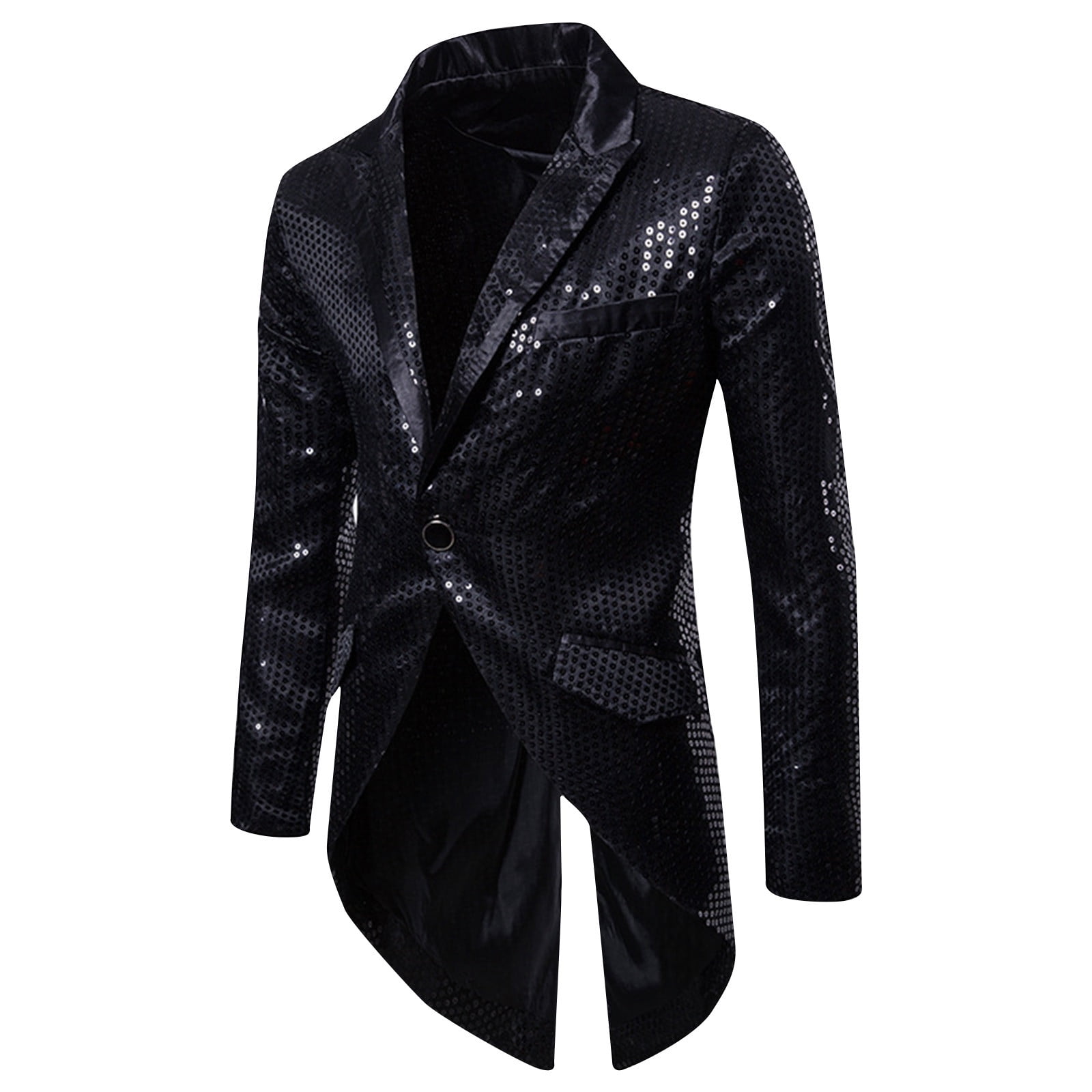 Hfozny Men's 2024 New Sequin Tailcoat Swallowtail Suit Jacket Party