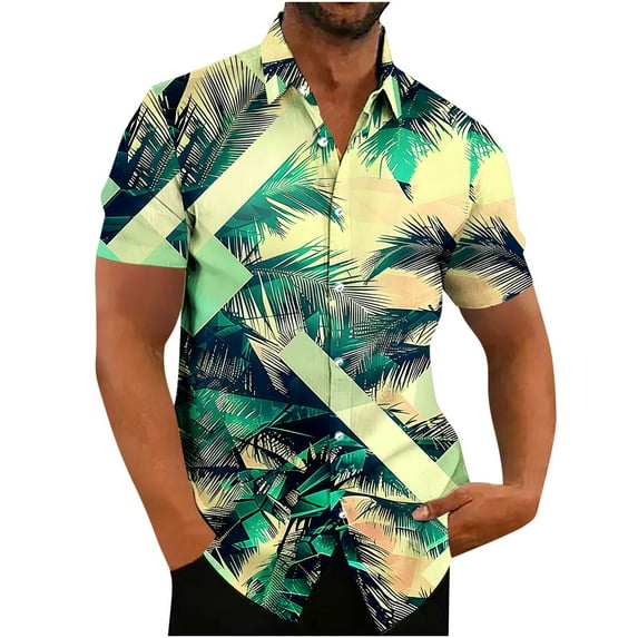 Hfozny Men's Fashion Summer Button Down Vintage Clothes Wrinkle Free Hawaiian Floral Shirts Holiday Short Sleeve Beach Shirts Tropical Multicolor XXXXL Tops for Big and Tall Men