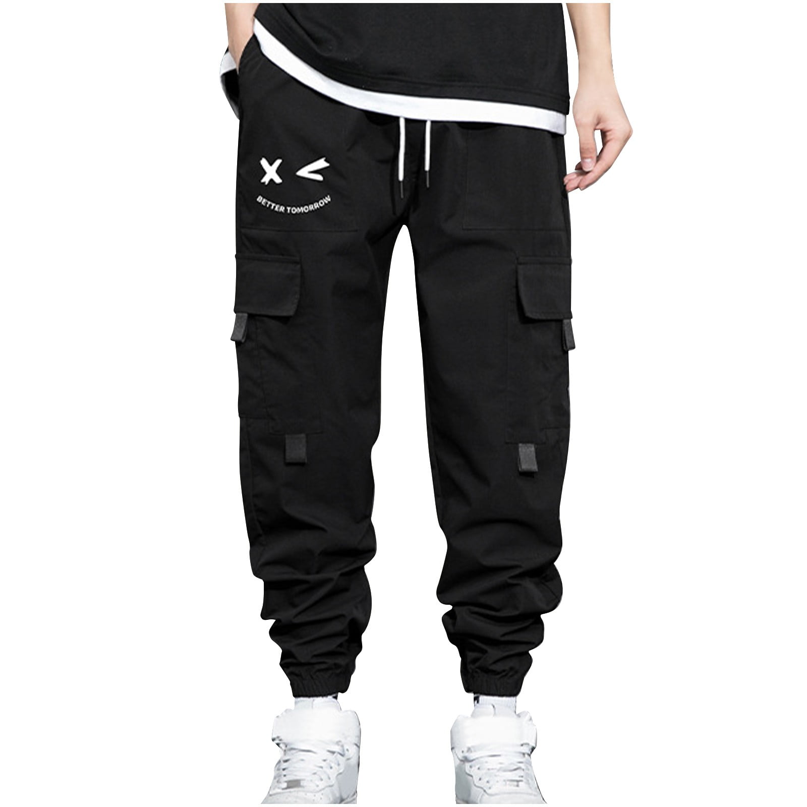 Hfozny Men's Hiking Pants Cinch Bottom Rope Tie Active Pants Multi