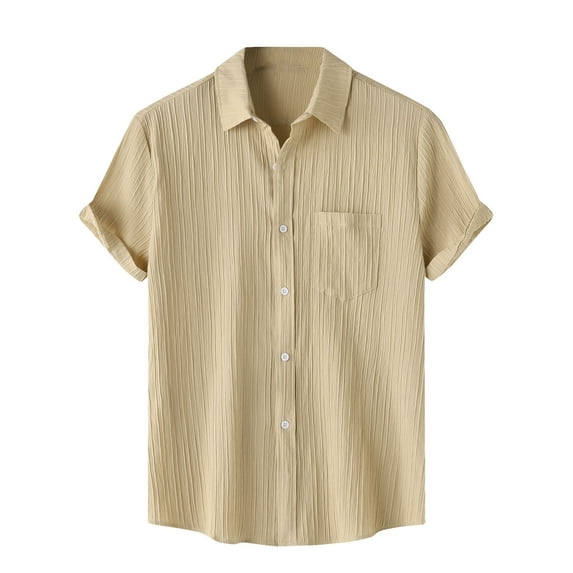 Hfozny Men's Holiday Hawaiian Floral Shirts Vintage Clothes Short Sleeve Beach Shirts Button Down Wrinkle Free Fashion Summer Tropical Khaki S Tops for Big and Tall Men