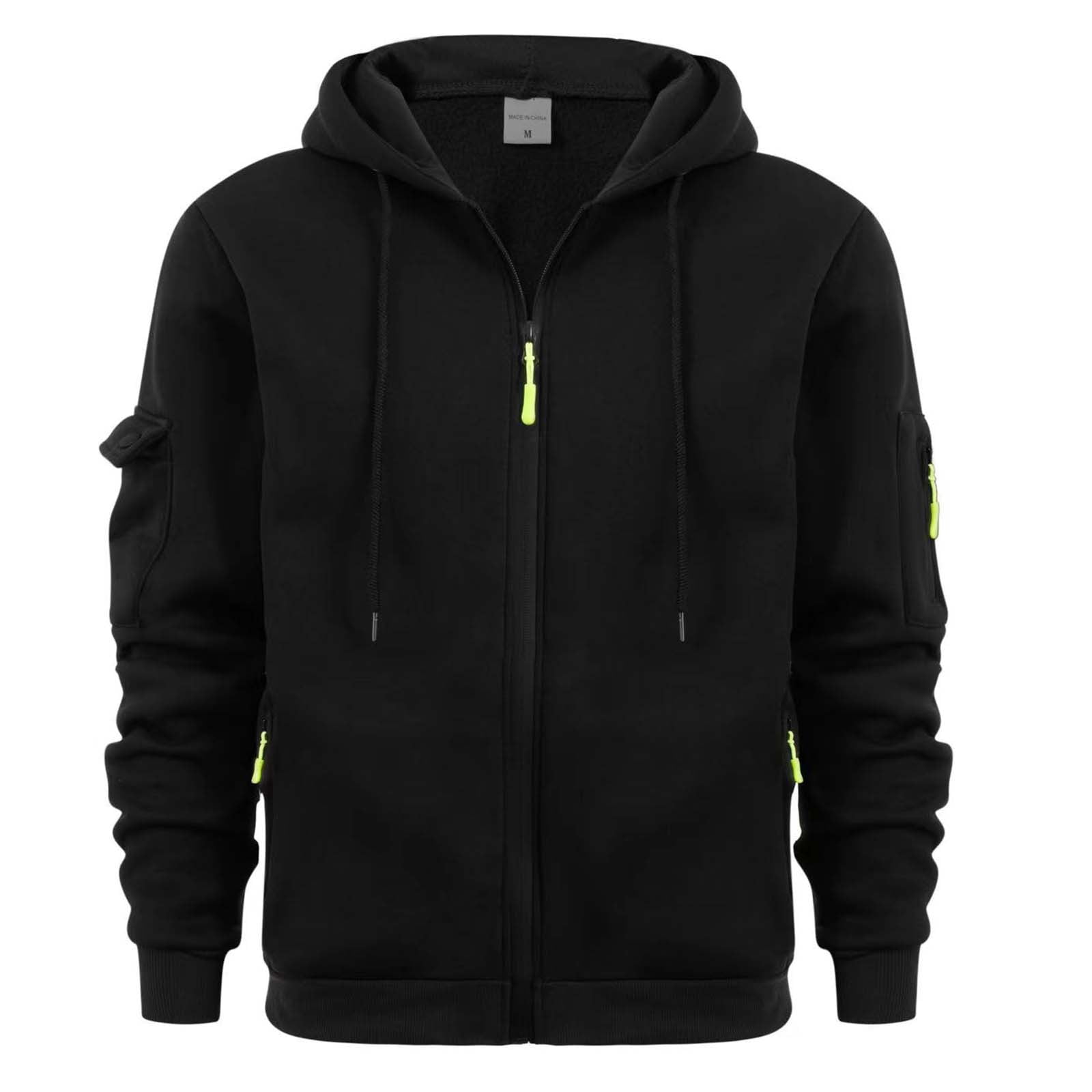 Hfozny Men's Hoodies Casual Hoodies for Men with Zip Pockets Full Zip