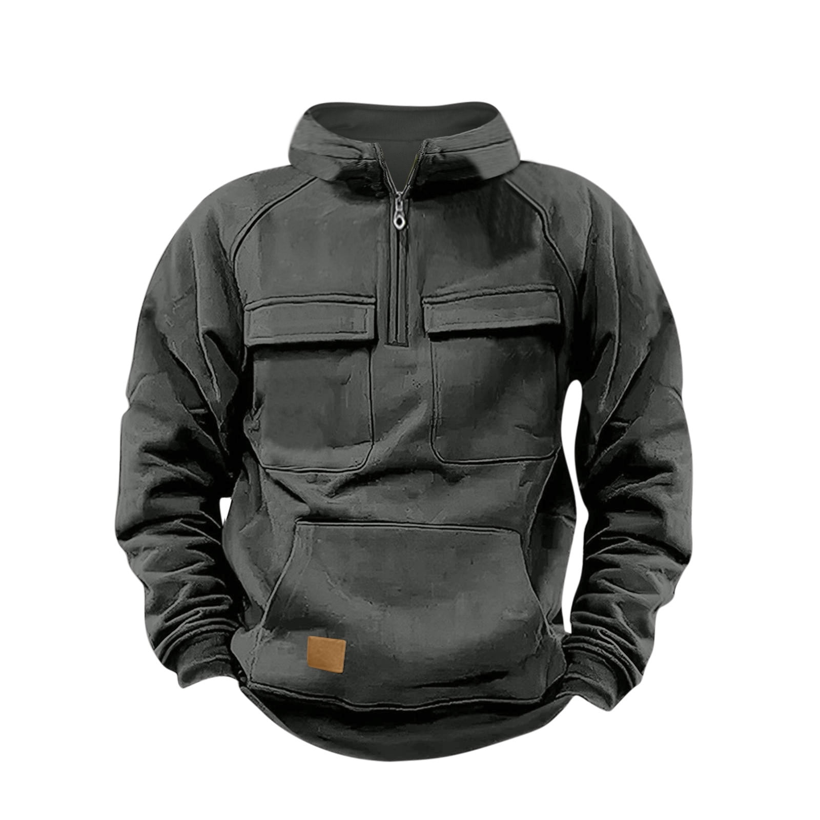 Hfozny Men's Hoodies Long Sleeve Camo Hoodie Quarter Zip Pullover Men