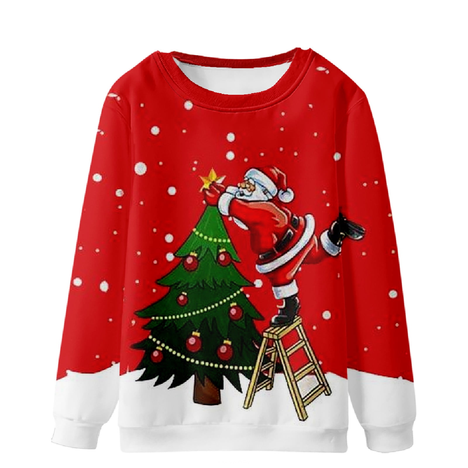 Hfozny Men's Ugly Christmas Sweaters Novelty 3D Graphic Sweatshirt Long