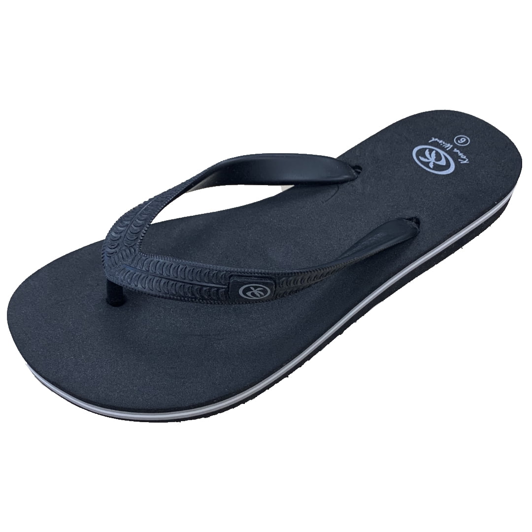 HI Ladies Flat Striped Thong - Black