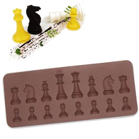 Hfppkn 16-Cavity Chess Shape Silicone Chocolate Mold, Mini Ice Cube Tray for Baking, As Shown