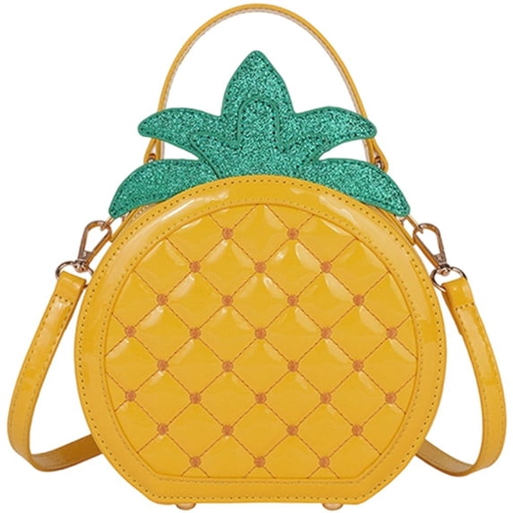 Hfppkn 3D Pineapple Shaped PU Leather Crossbody Bag Fun Fruit Shoulder Handbag for Casual Daily Use 18x8x17cm