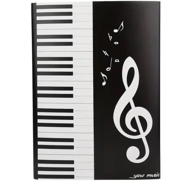 Hfppkn 4 Page Spiral Sheet Music Binder Folder Waterproof PP Plastic File Organizer for Concert Choir 31x21cm Black