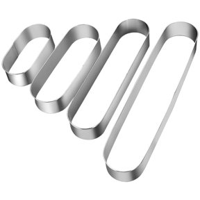 Hfppkn 4 Pcs Stainless Steel Oval Mousse Ring Molds Mini 4x8cm to 4x20cm Baking Tiramisu Tool
