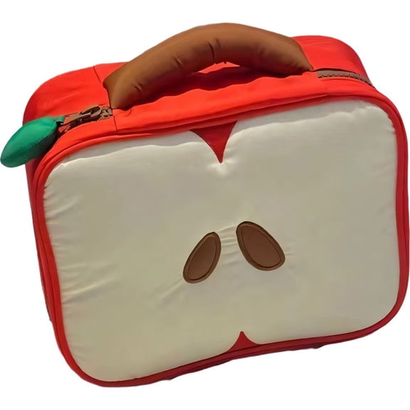 Hfppkn Apple Shape Large Capacity Travel Makeup Bag Polyester Cotton Cosmetic Organizer for Women 19.5x24.5x10cm Red