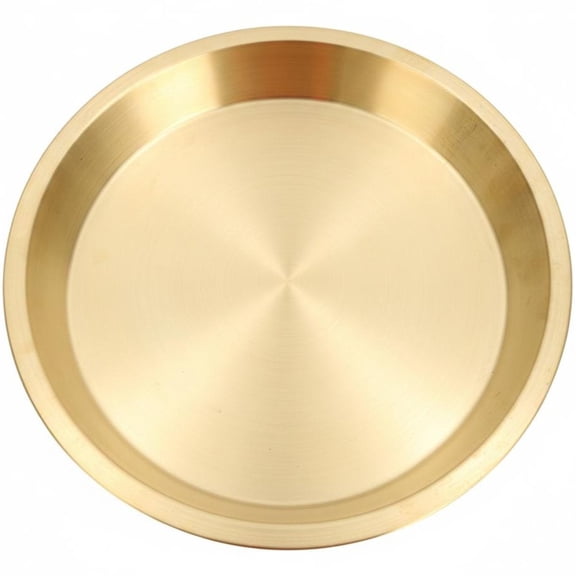 Hfppkn Brass Round Serving Tray Heat-Resistant Food Plate for Steaming Fish Kitchen Use 24x24x3cm Gold