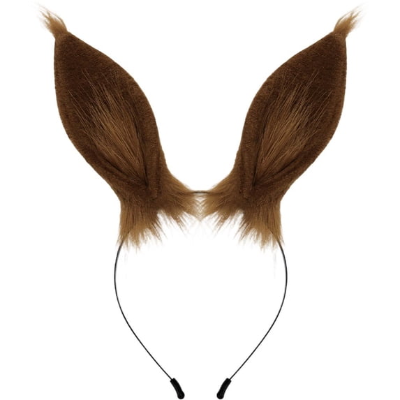 Hfppkn Brown Horse Ears Plush Headband, Animal Themed Party Headwear for Women, Brown 20x25cm