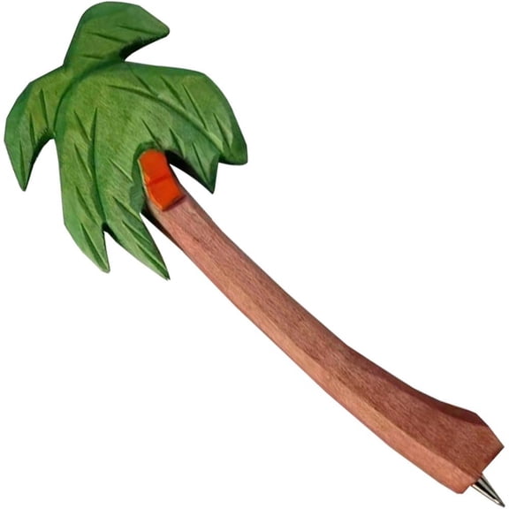 Hfppkn Coconut-Tree Wood Carving Ballpoint Pen, Rustic Branch Twig Design for Journaling Guestbook, 1Pc 18cm