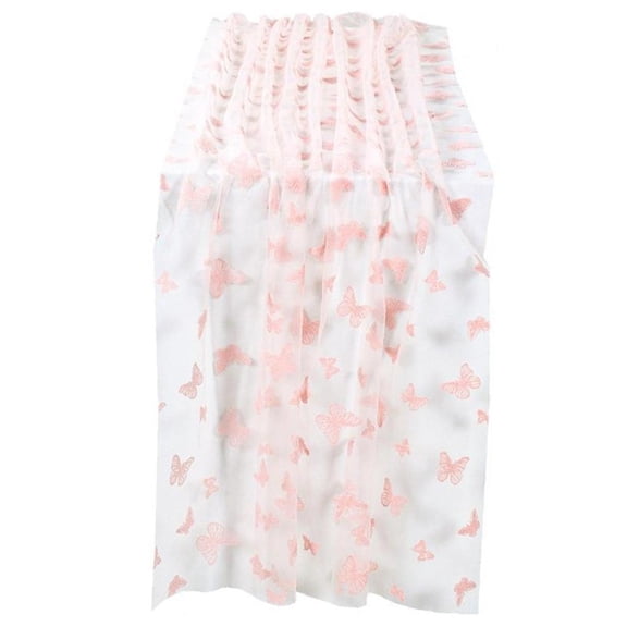Hfppkn Embroidered Butterfly Mesh Table Runner 3D Tulle Runner Pink 75x180cm 1Pc