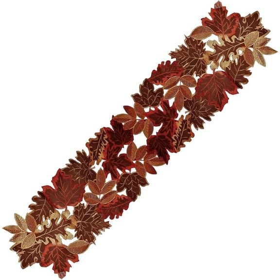 Hfppkn Embroidered Maple Leaf Fall Table Runner Thanksgiving Harvest Table Decor for Home Dining 35x174cm Brown
